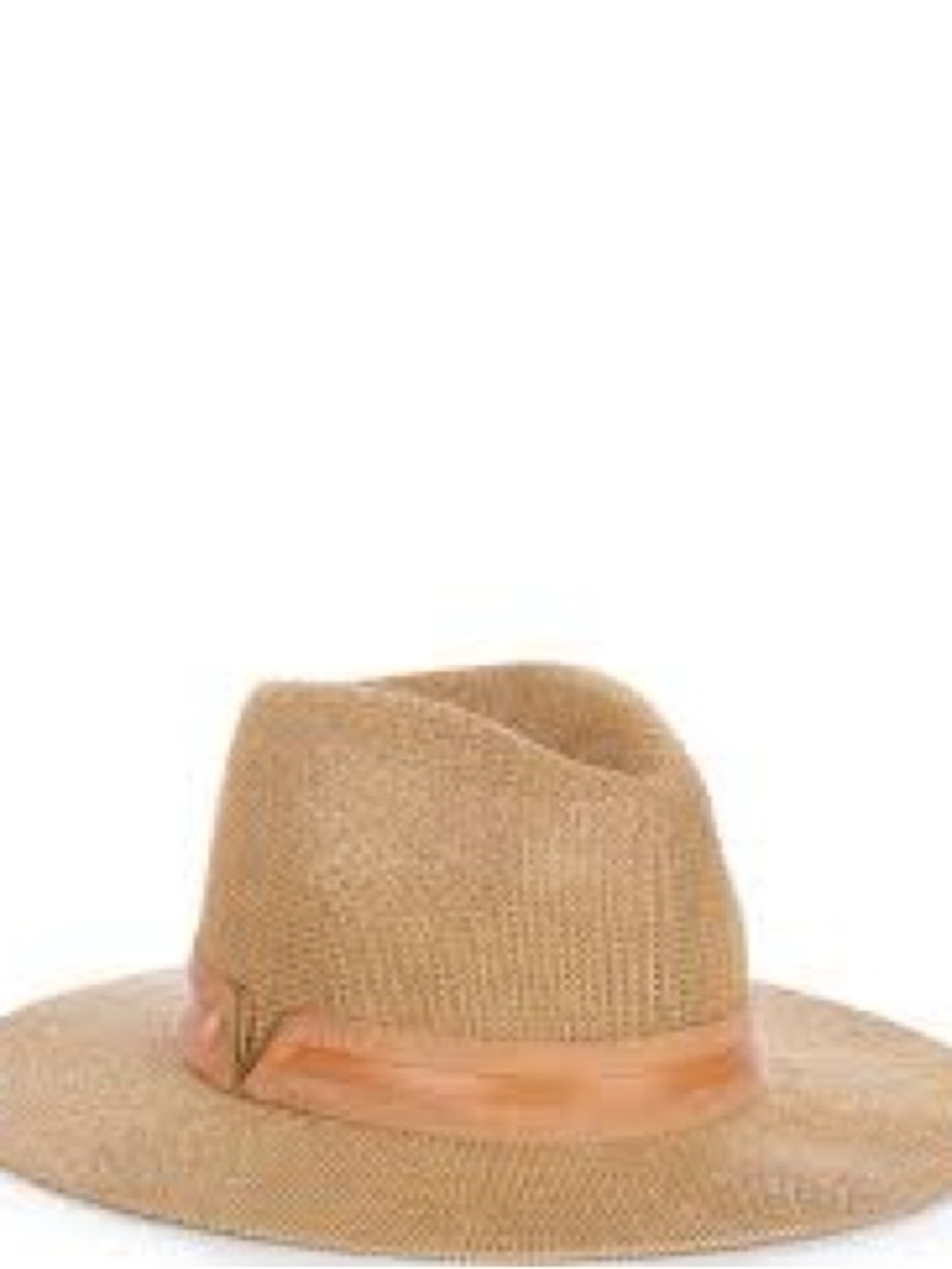Vince Camuto Tan Straw Fedora with Ribbon Band